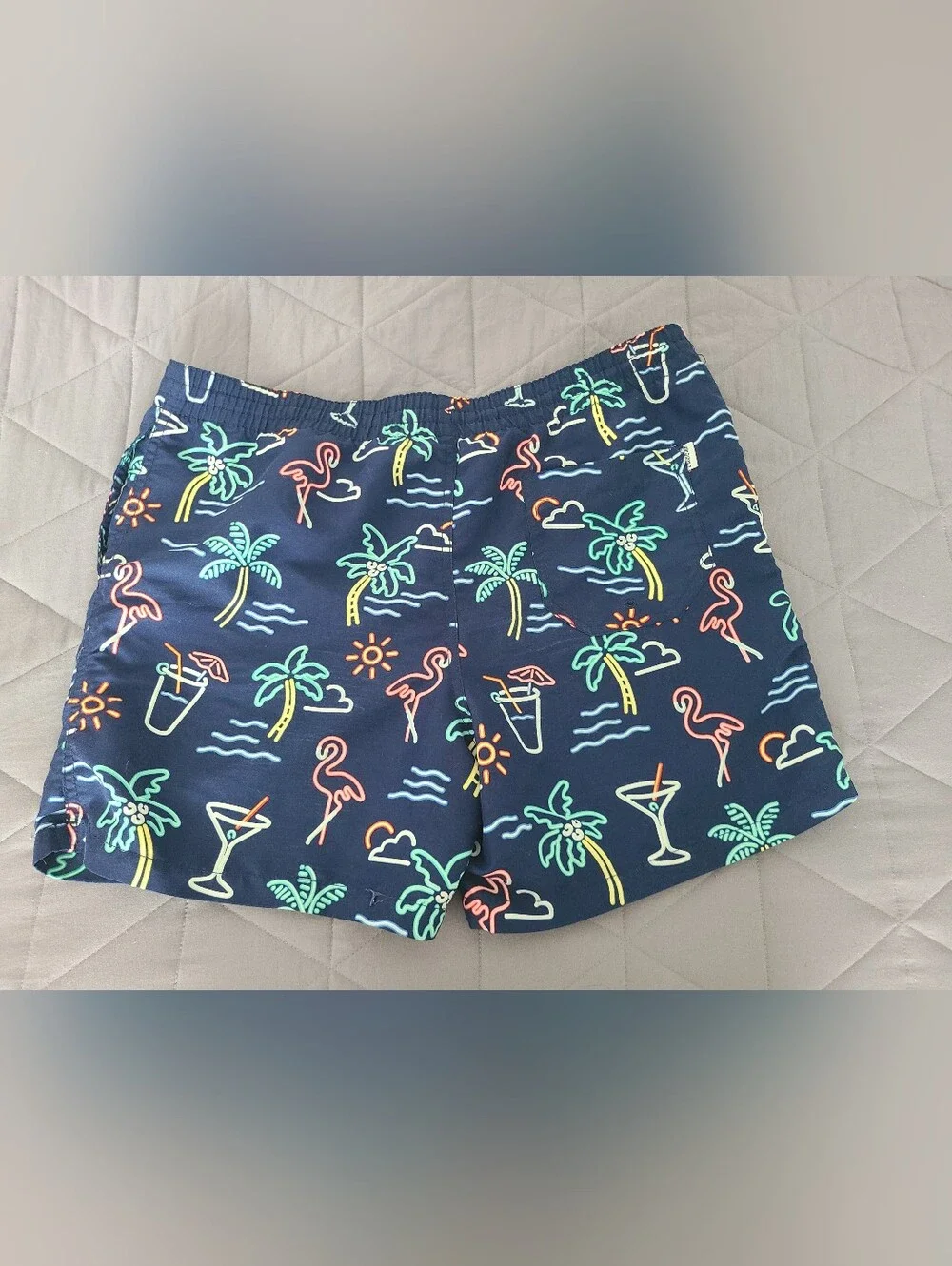 CHUBBIES Swim Trunks Men's Size L Neon Lights Board Shorts Beach 5.5 inseam Pool